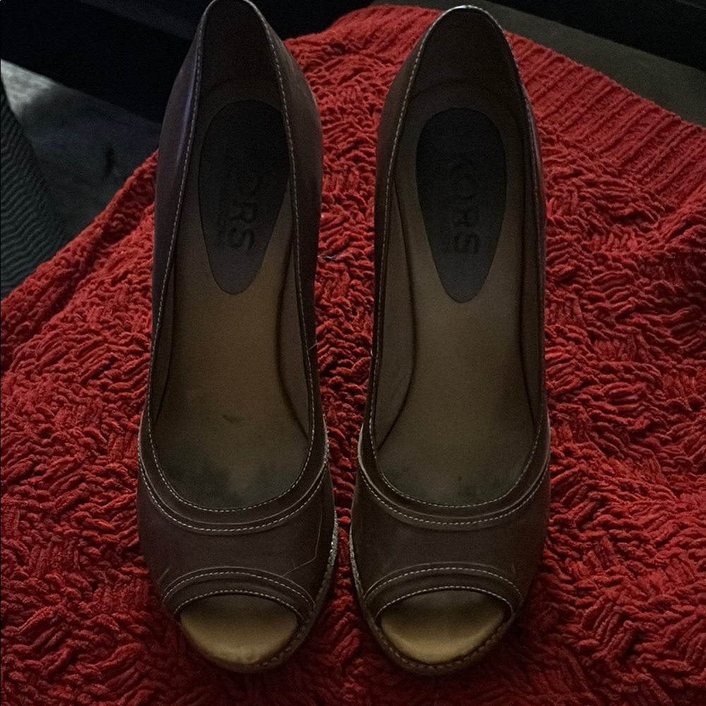 KORS Brown Peep Toe Heels-8.5